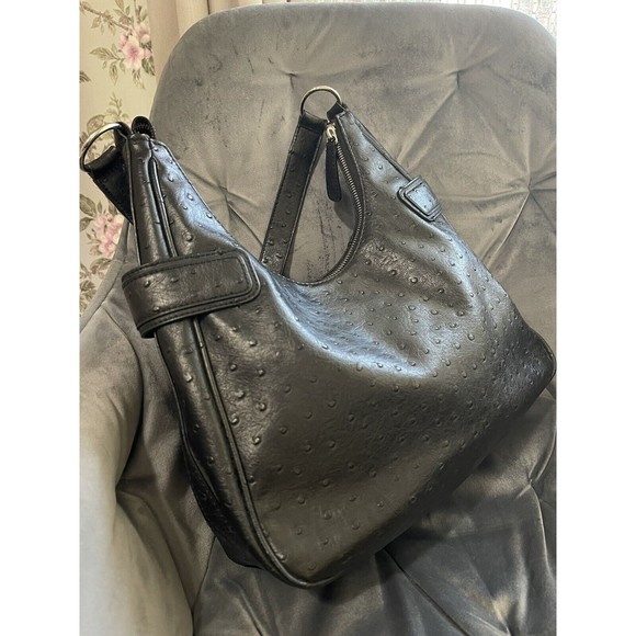 Guess Vintage Hobo Sequin Metal Logo Shoulder Bag Faux  Ostrich Leather  Y2K - Picture 5 of 13